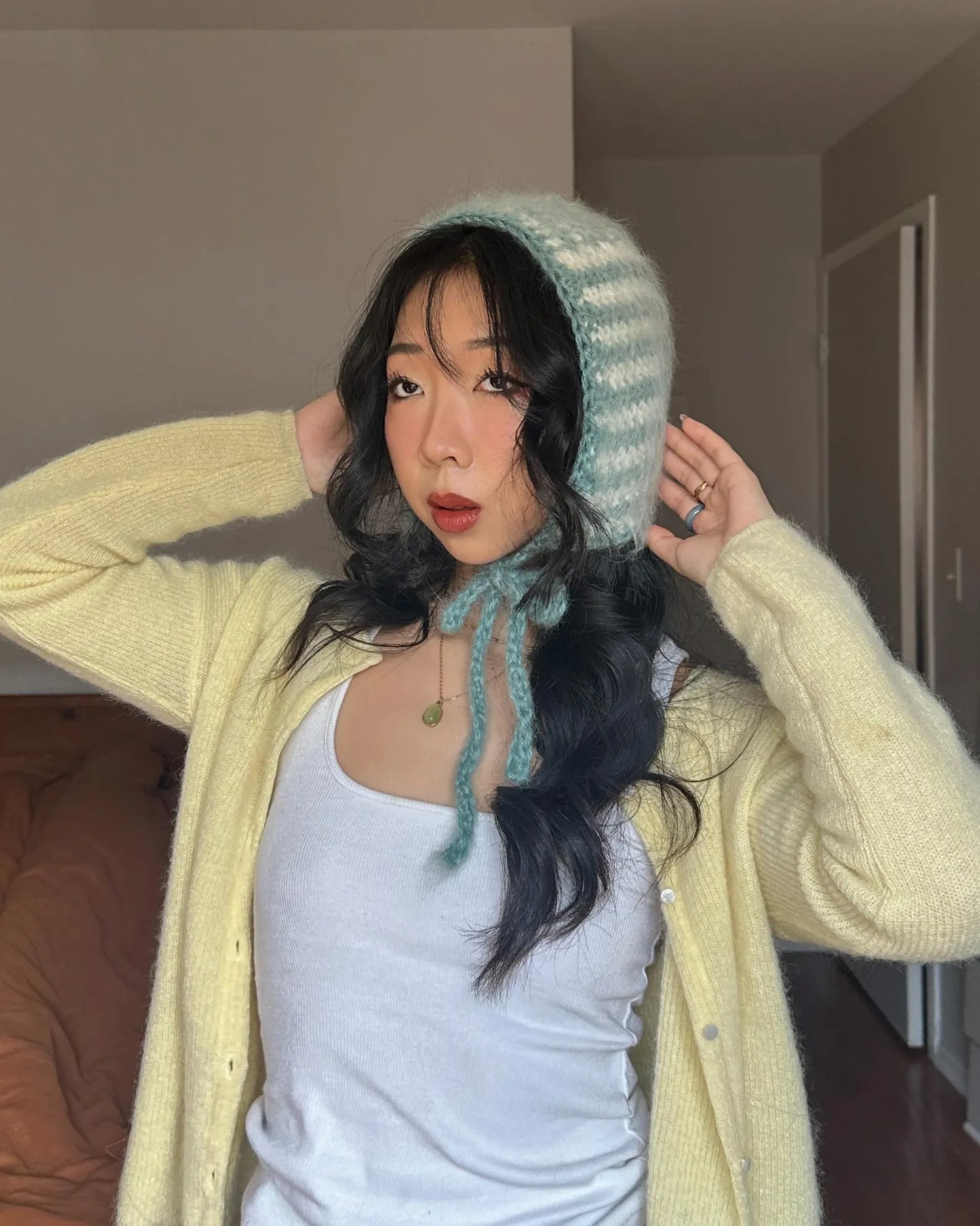 Crochet Bow Bonnet Hood Scarf –Crochet Pattern