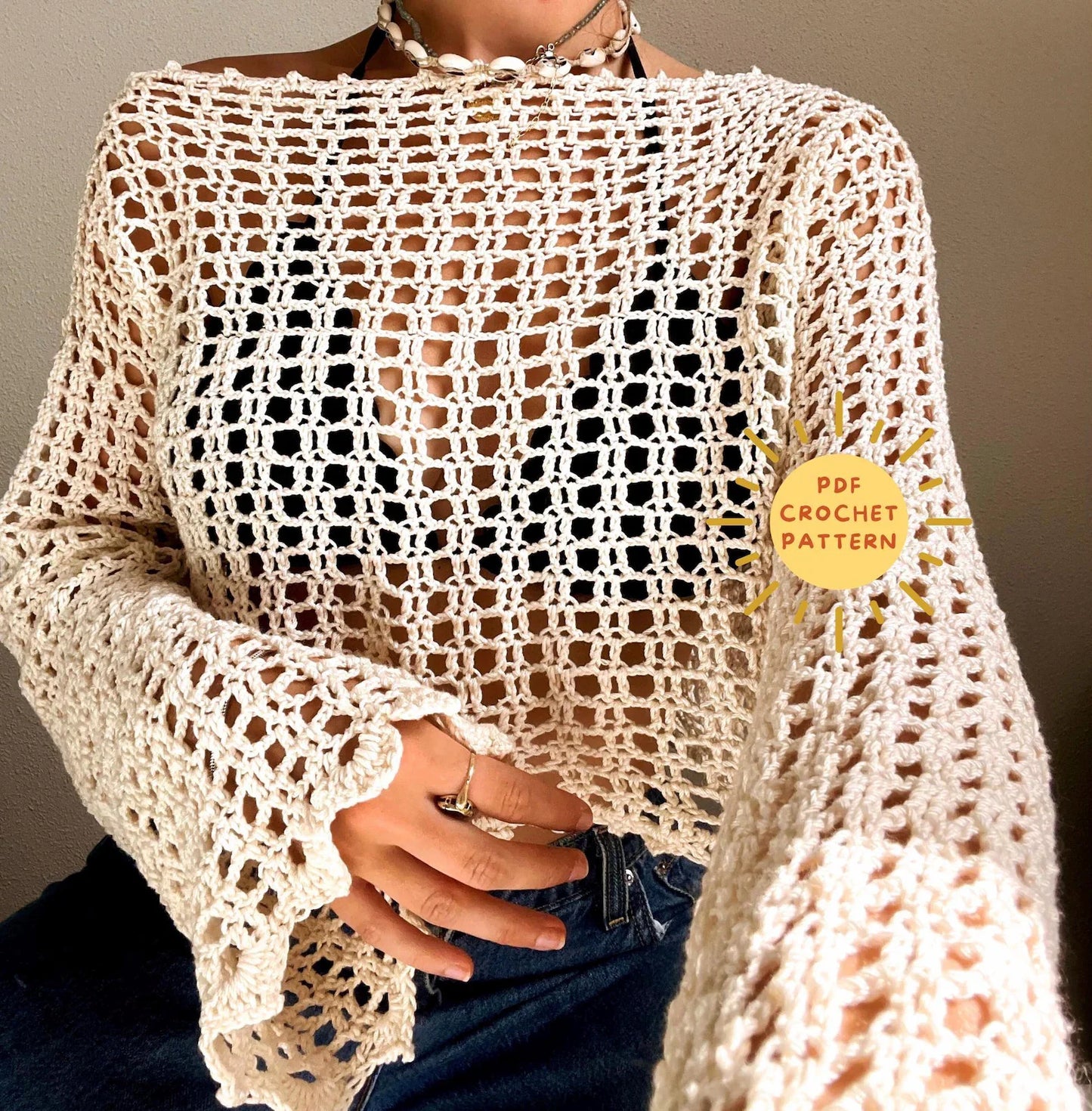 Classic Mesh Sweater - Crochet Pattern
