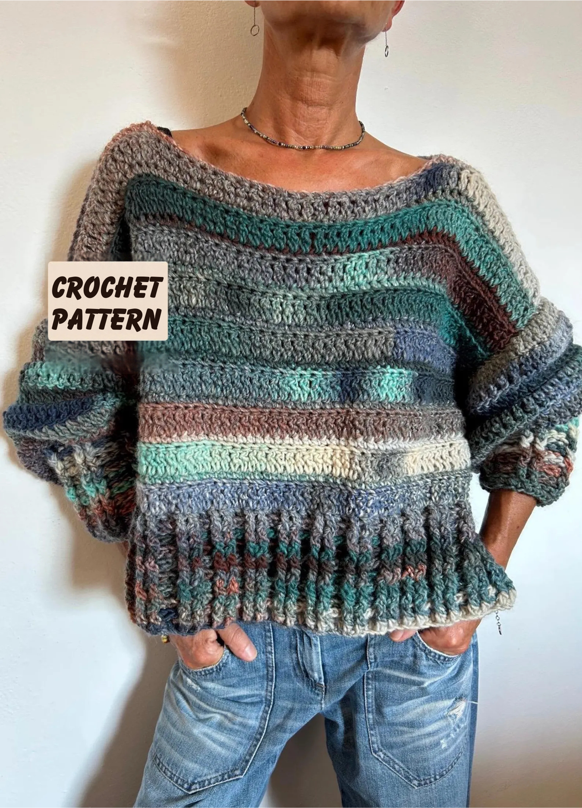 Tierra Sweater with Video, Crochet Sweater Pattern