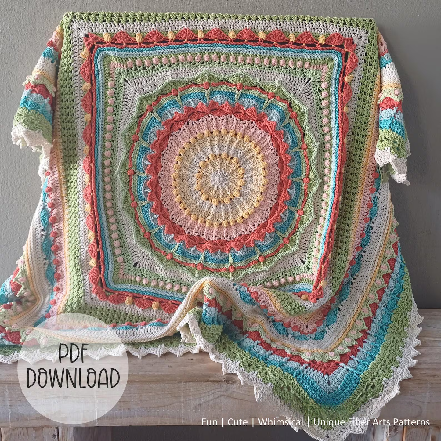 Whispers of Color — Mandala Throw Square Crochet Pattern
