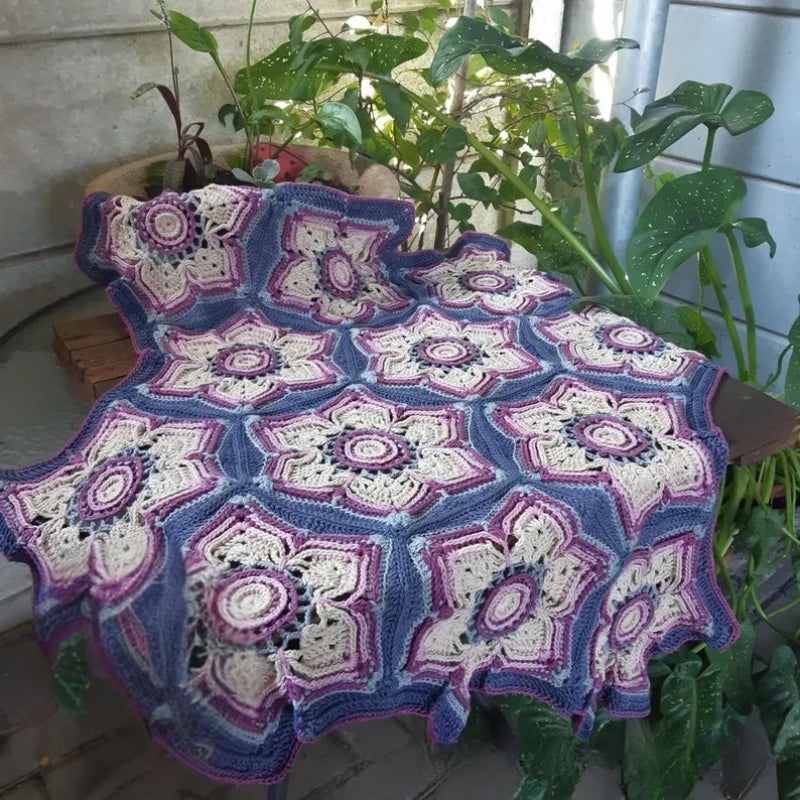 Passion Flower Hexagon Lap Throw -  Crochet Blanket Pattern