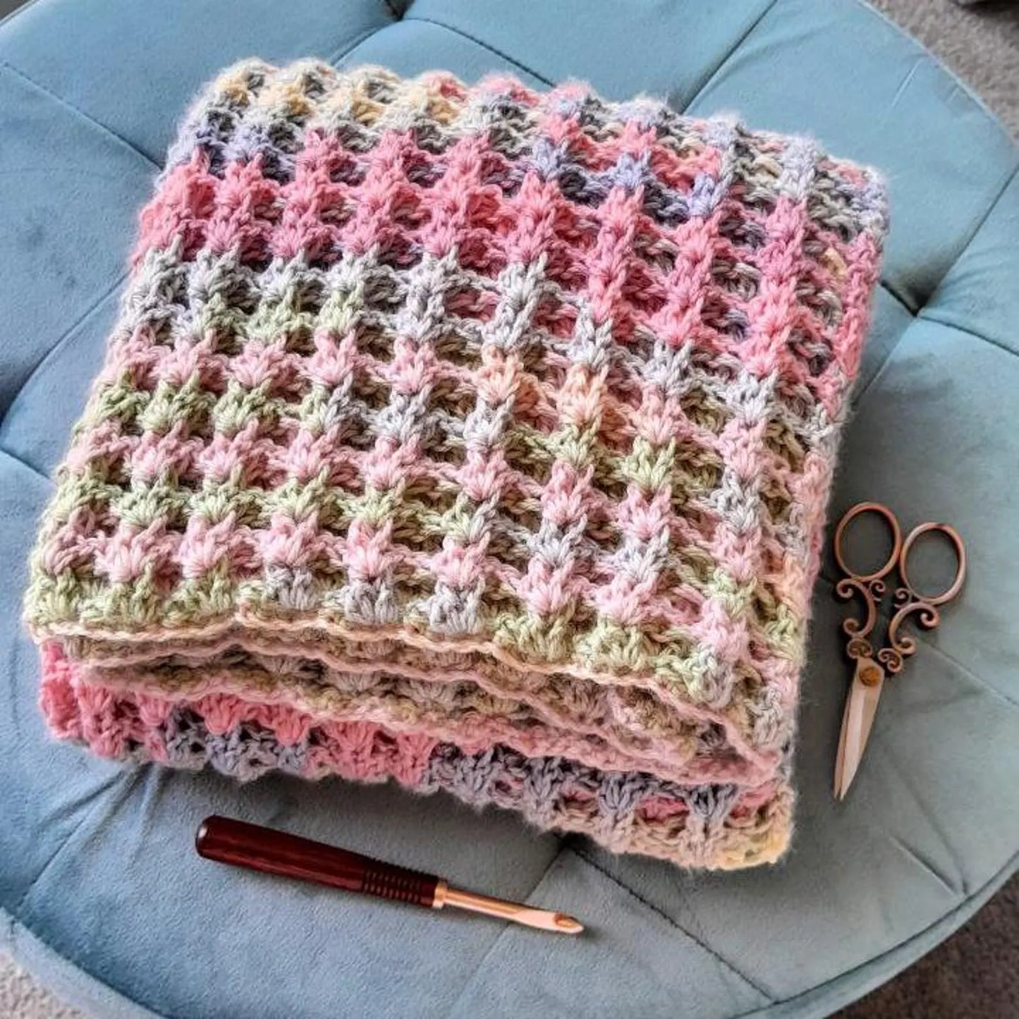 Waffled Shell Stitch Blanket or Scarf Crochet Pattern