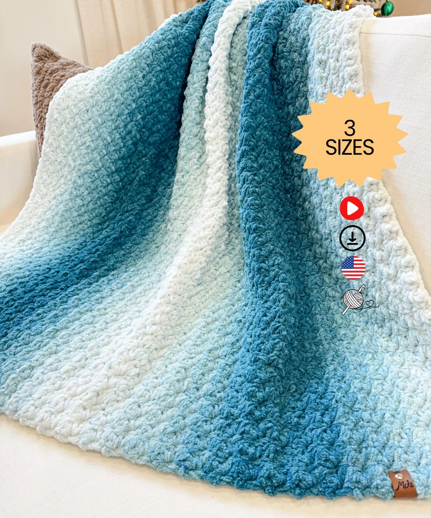 Easy Crochet Blanket, Beginner Pattern,