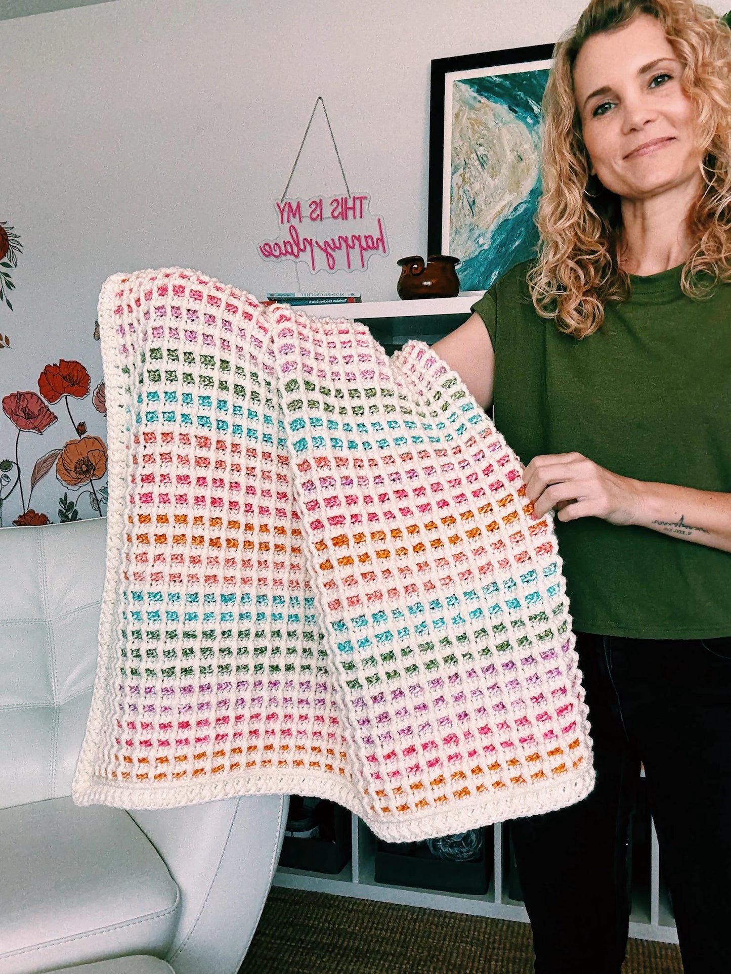 Waffle Stitch Blanket Pattern – 9 Sizes