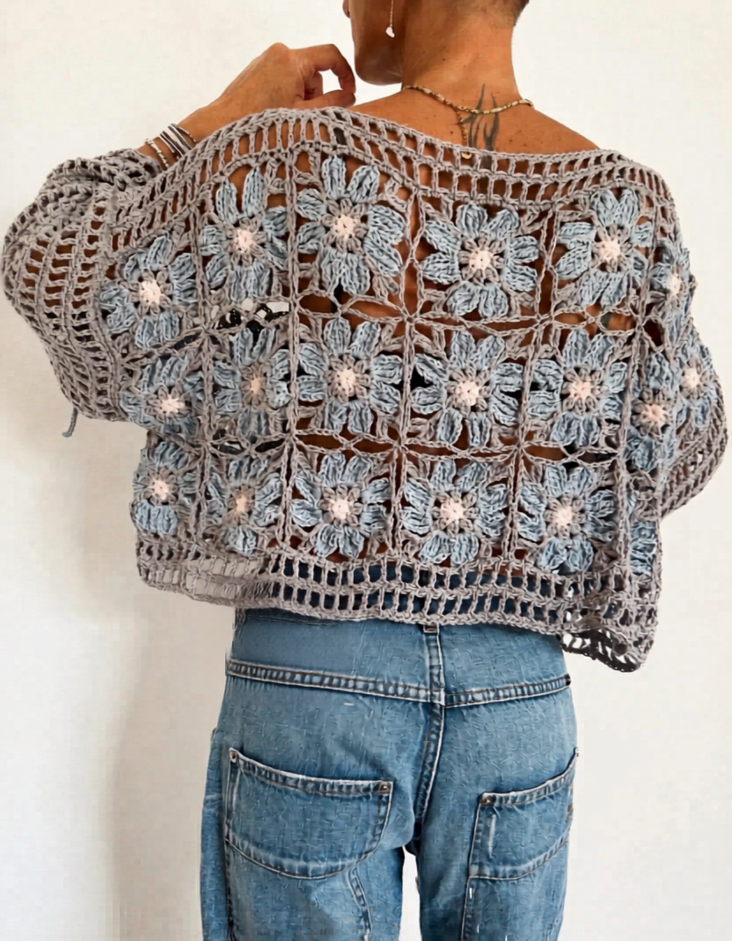 Moonflower Top Crochet Pattern Boho Granny Square Sweater