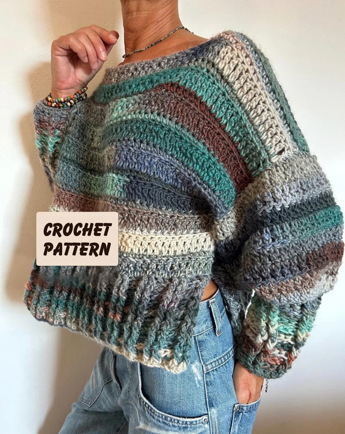 Tierra Sweater with Video, Crochet Sweater Pattern