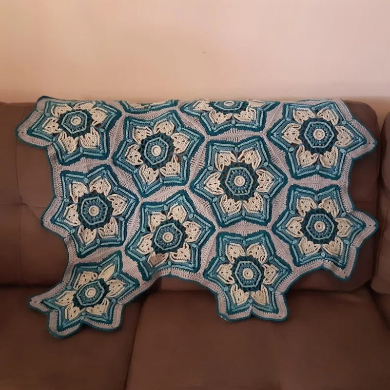 Passion Flower Hexagon Lap Throw -  Crochet Blanket Pattern