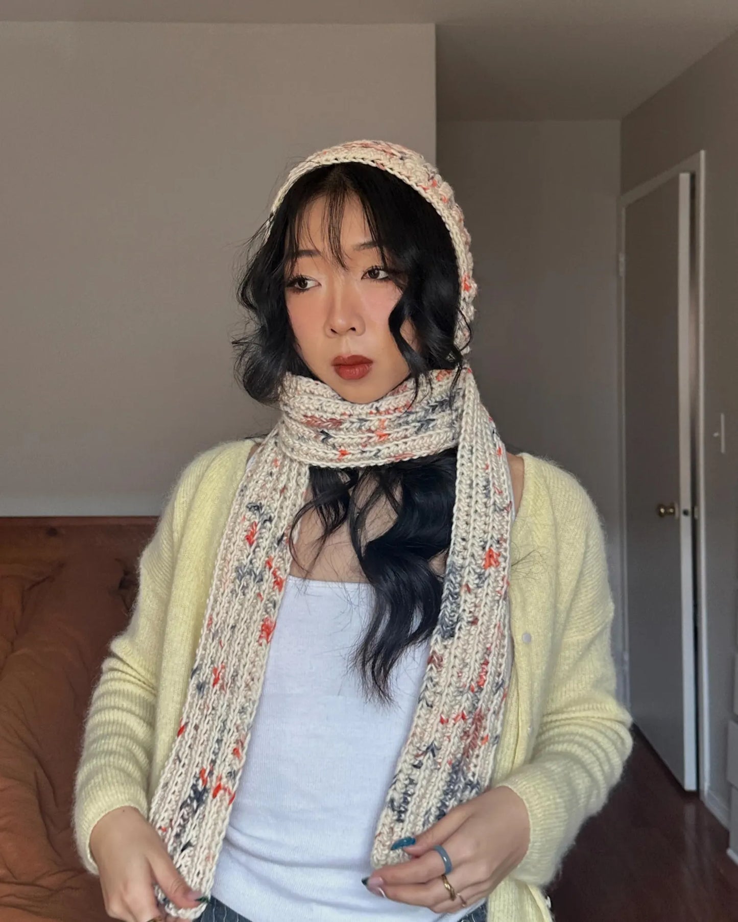 Crochet Bow Bonnet Hood Scarf –Crochet Pattern