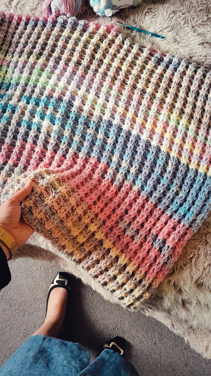 Waffled Shell Stitch Blanket or Scarf Crochet Pattern