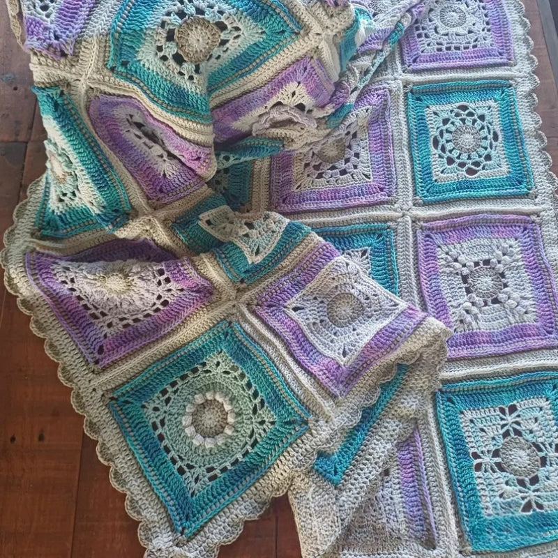 25 Block Afghan Throw - Crochet Blanket Pattern