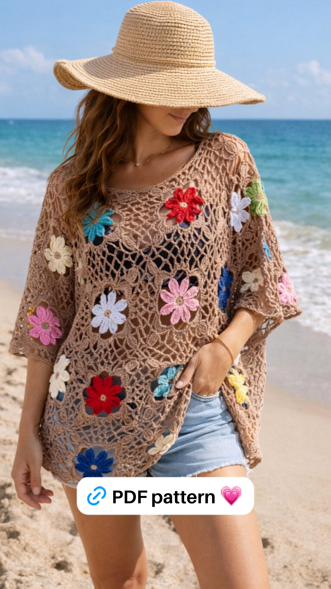 Wildflower Top  Boho Summer  Crochet Pattern Cover Up