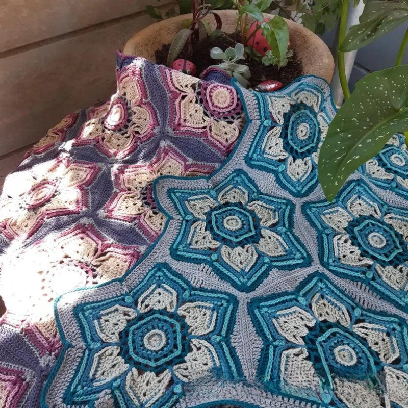 Passion Flower Hexagon Lap Throw -  Crochet Blanket Pattern