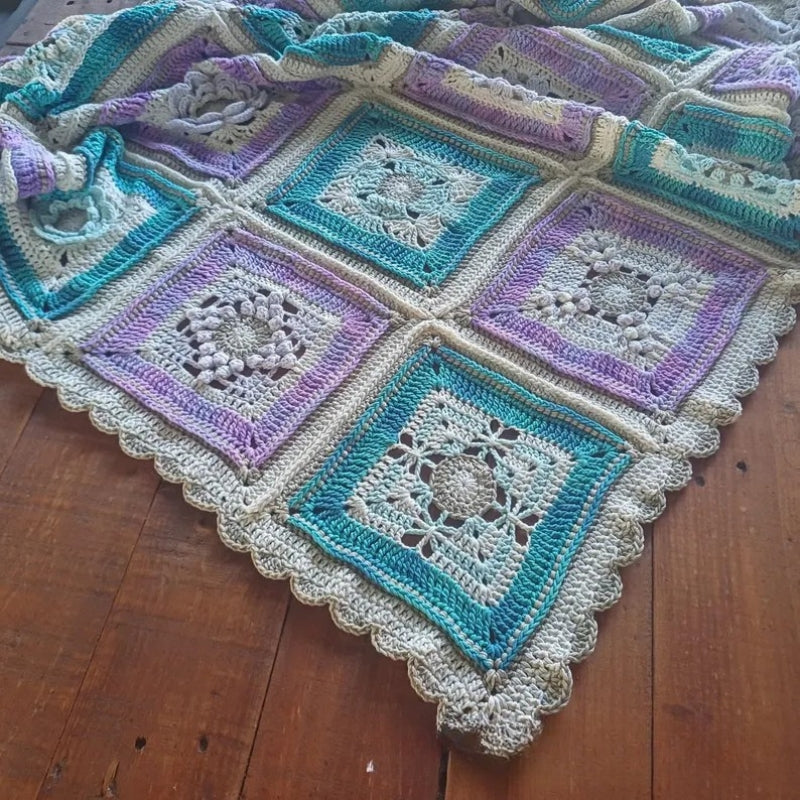 25 Block Afghan Throw - Crochet Blanket Pattern
