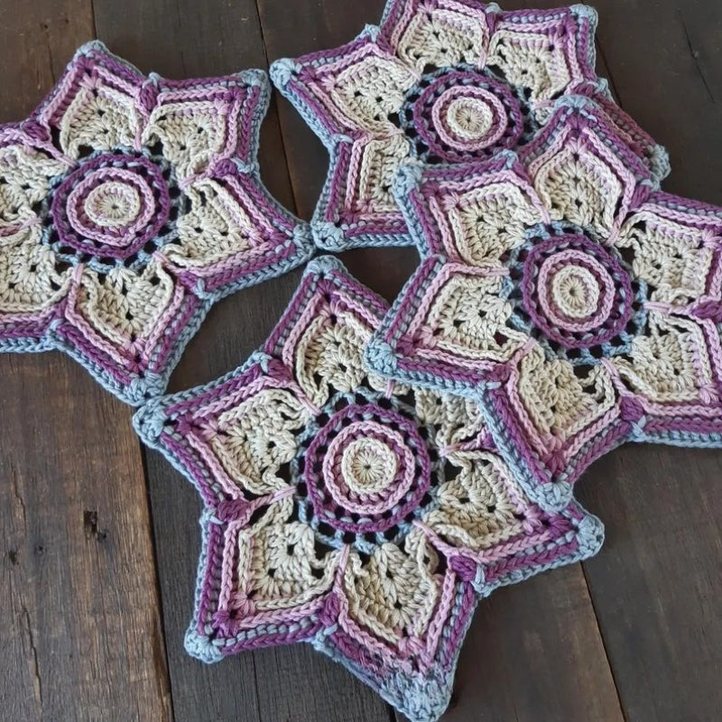 Passion Flower Hexagon Lap Throw -  Crochet Blanket Pattern