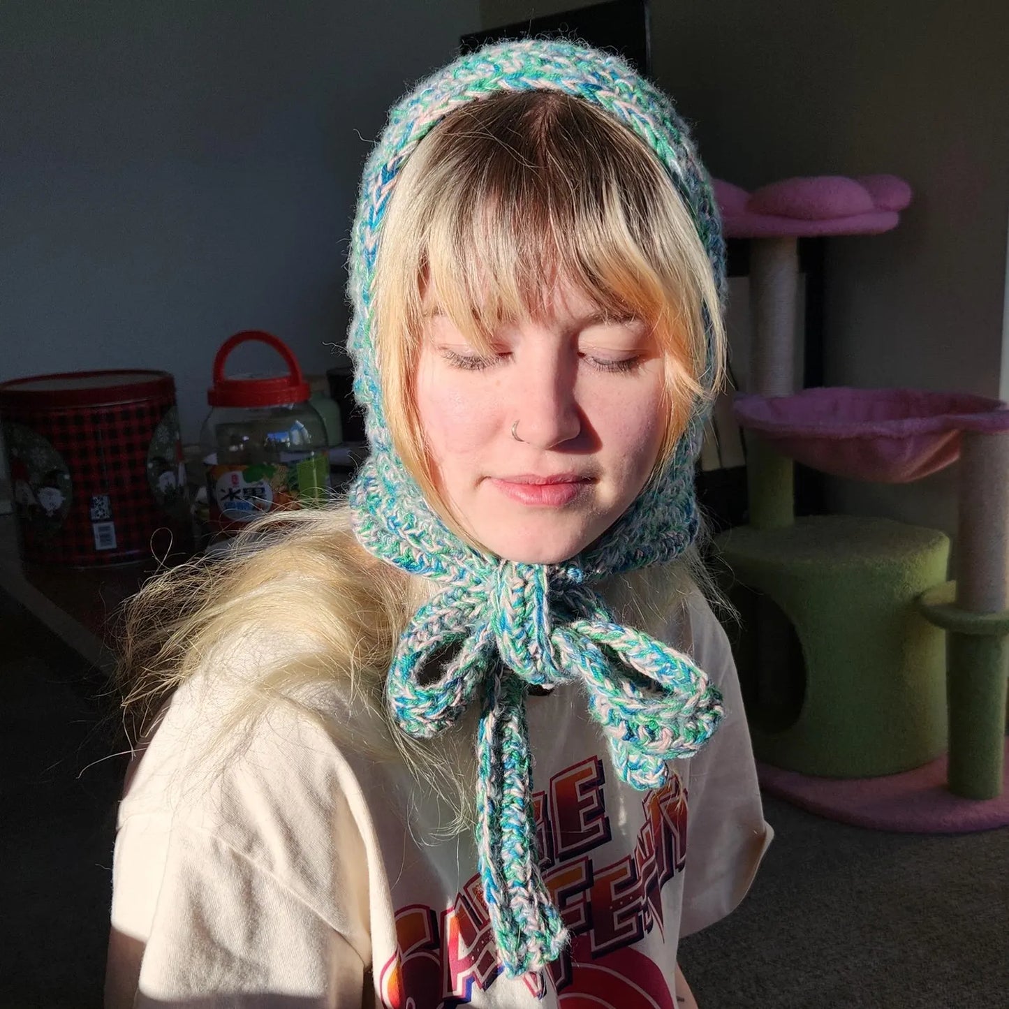 Crochet Bow Bonnet Hood Scarf –Crochet Pattern