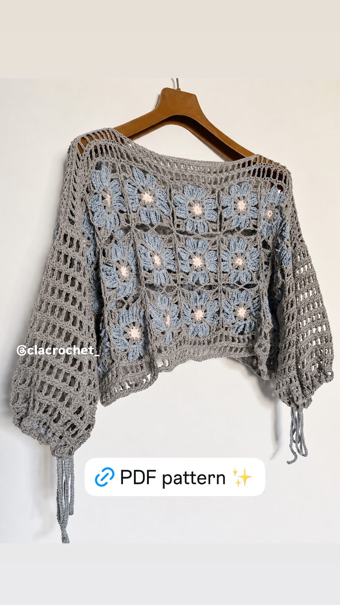 Moonflower Top Crochet Pattern Boho Granny Square Sweater