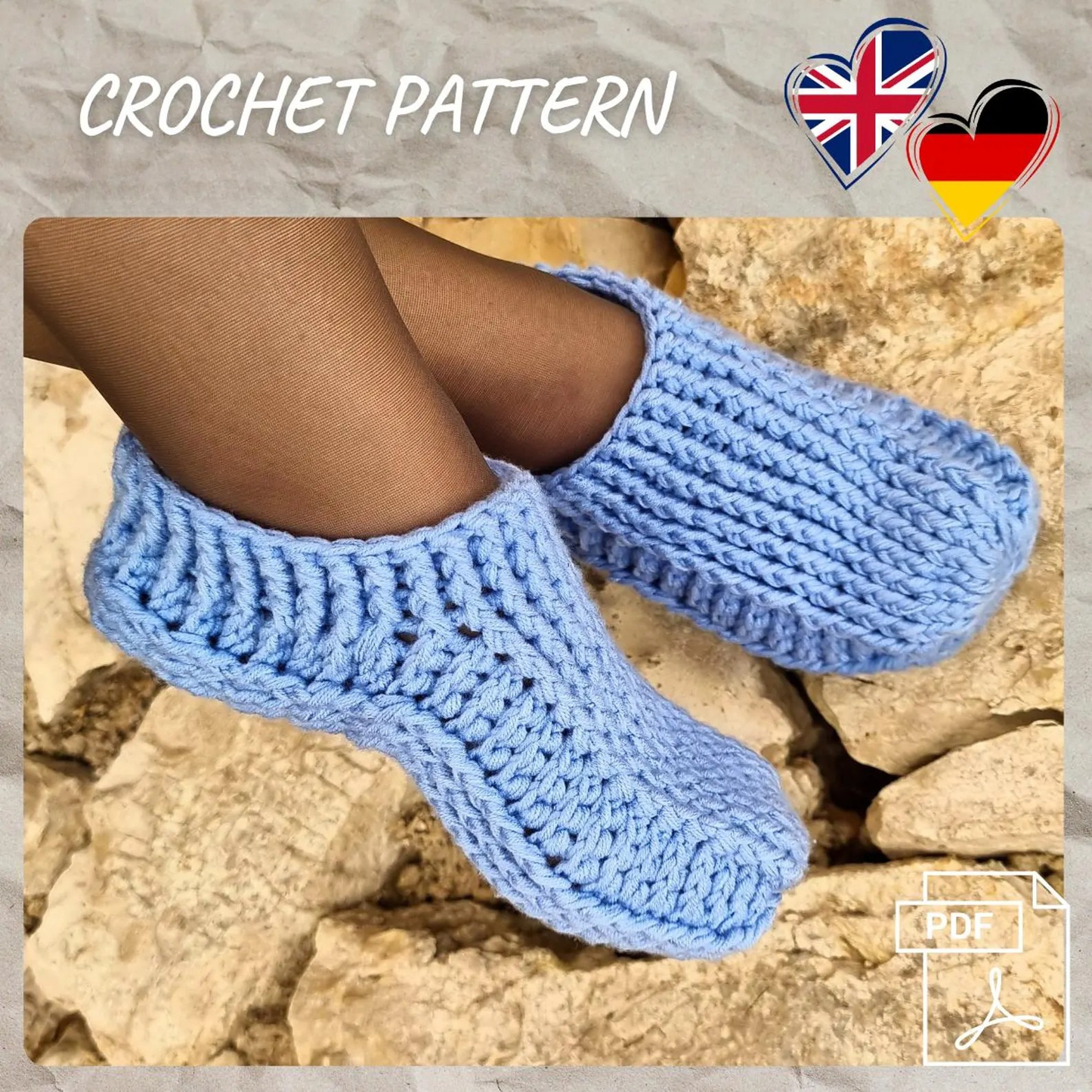Crochet Slippers PDF Pattern – All Sizes