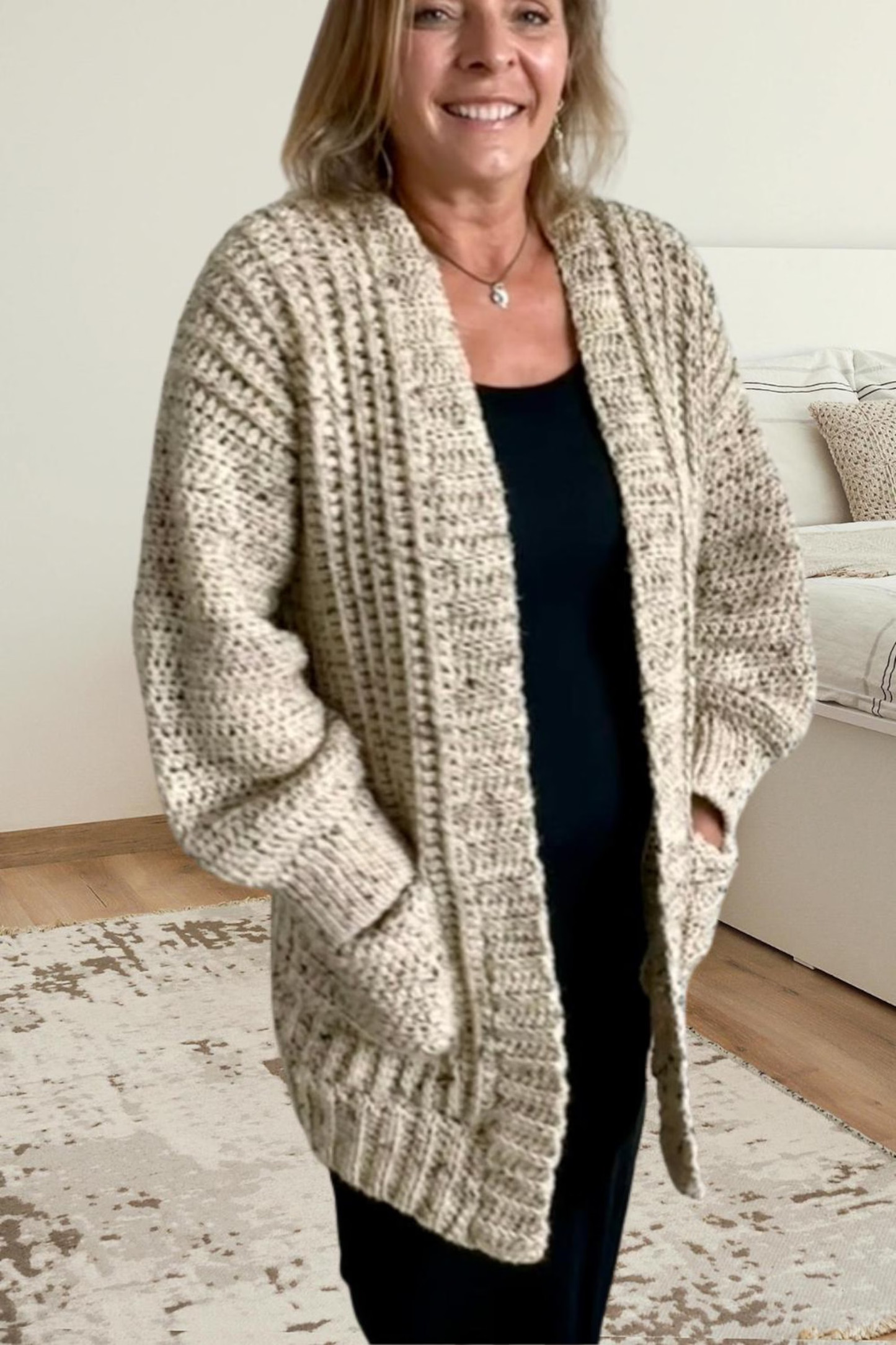 Cozy Oversized Cardigan with Pockets (XS–5XL) Crochet Pattern