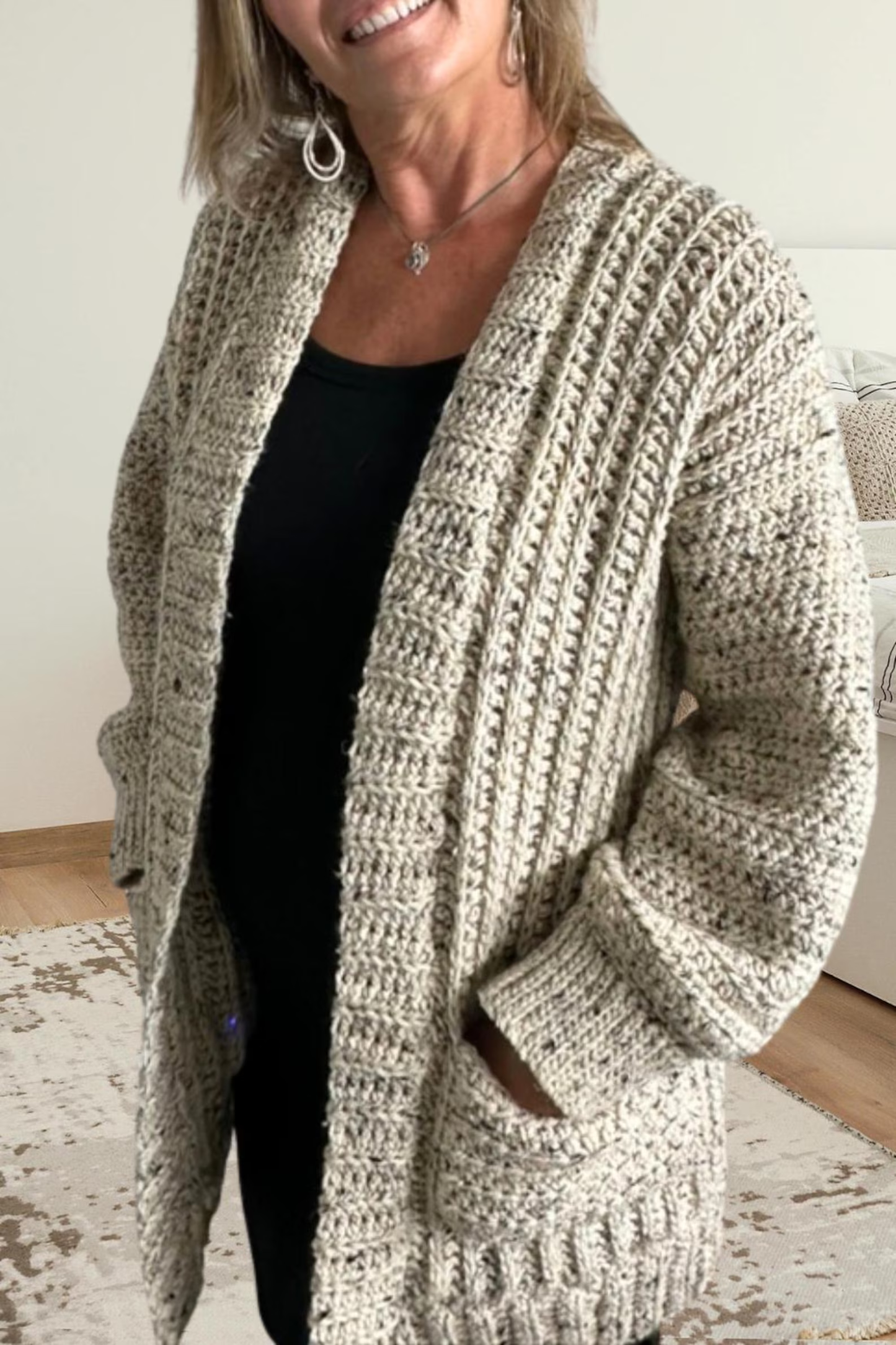 Cozy Oversized Cardigan with Pockets (XS–5XL) Crochet Pattern