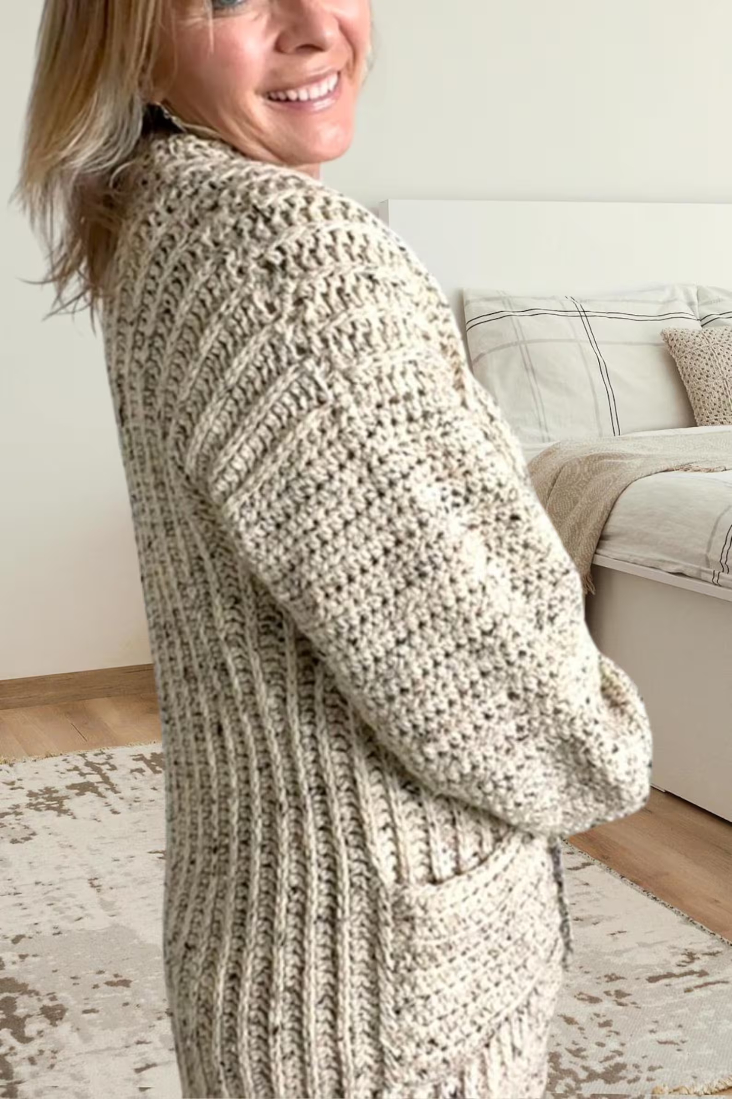 Cozy Oversized Cardigan with Pockets (XS–5XL) Crochet Pattern