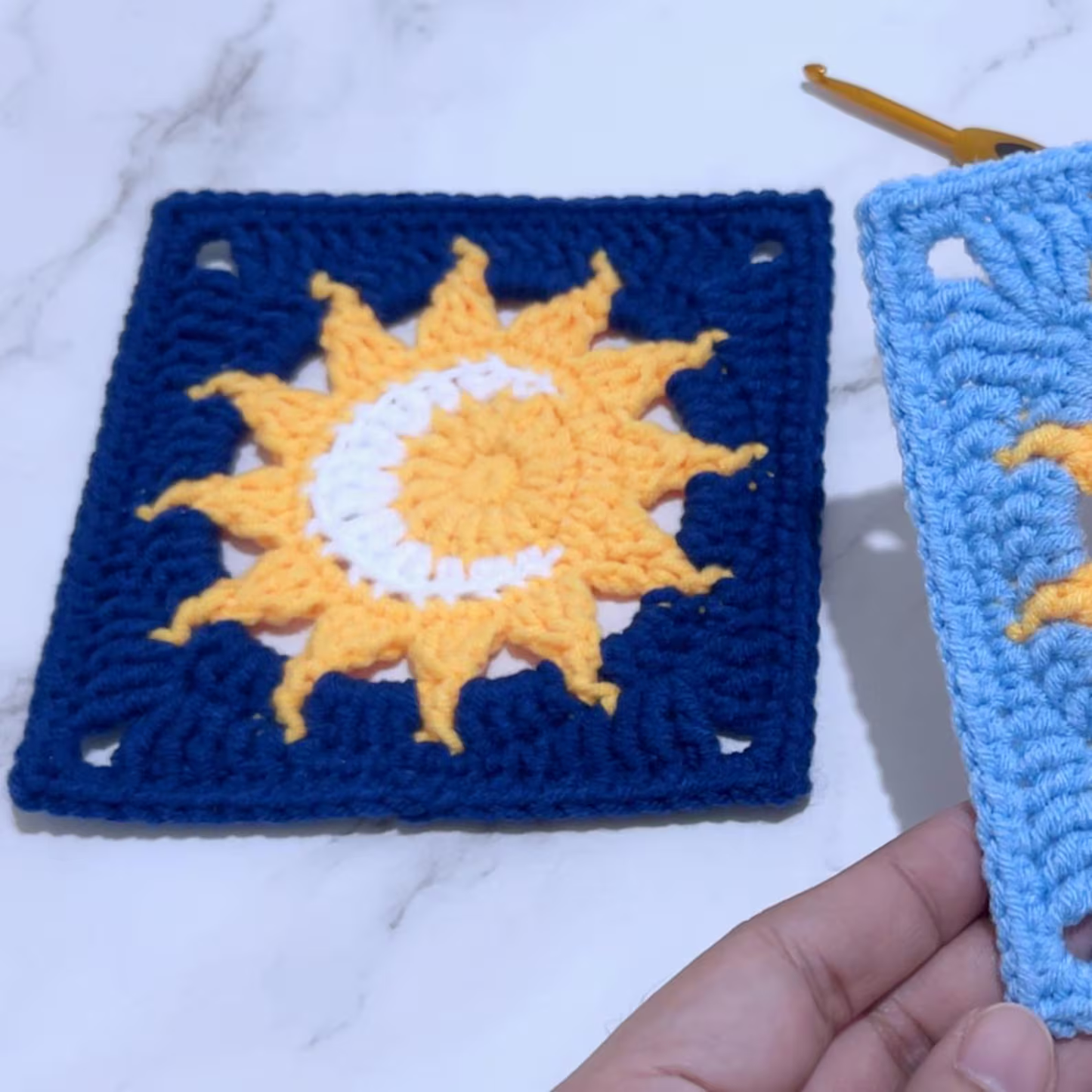 Sun & Moon Granny Square Crochet Pattern