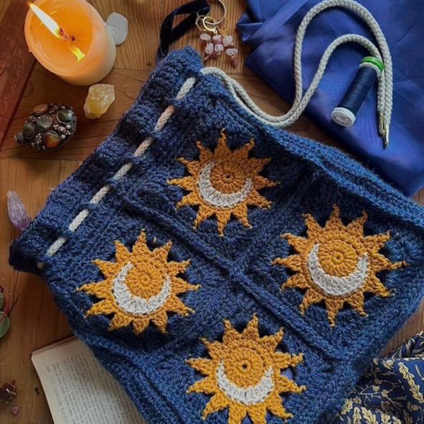 Sun & Moon Granny Square Crochet Pattern