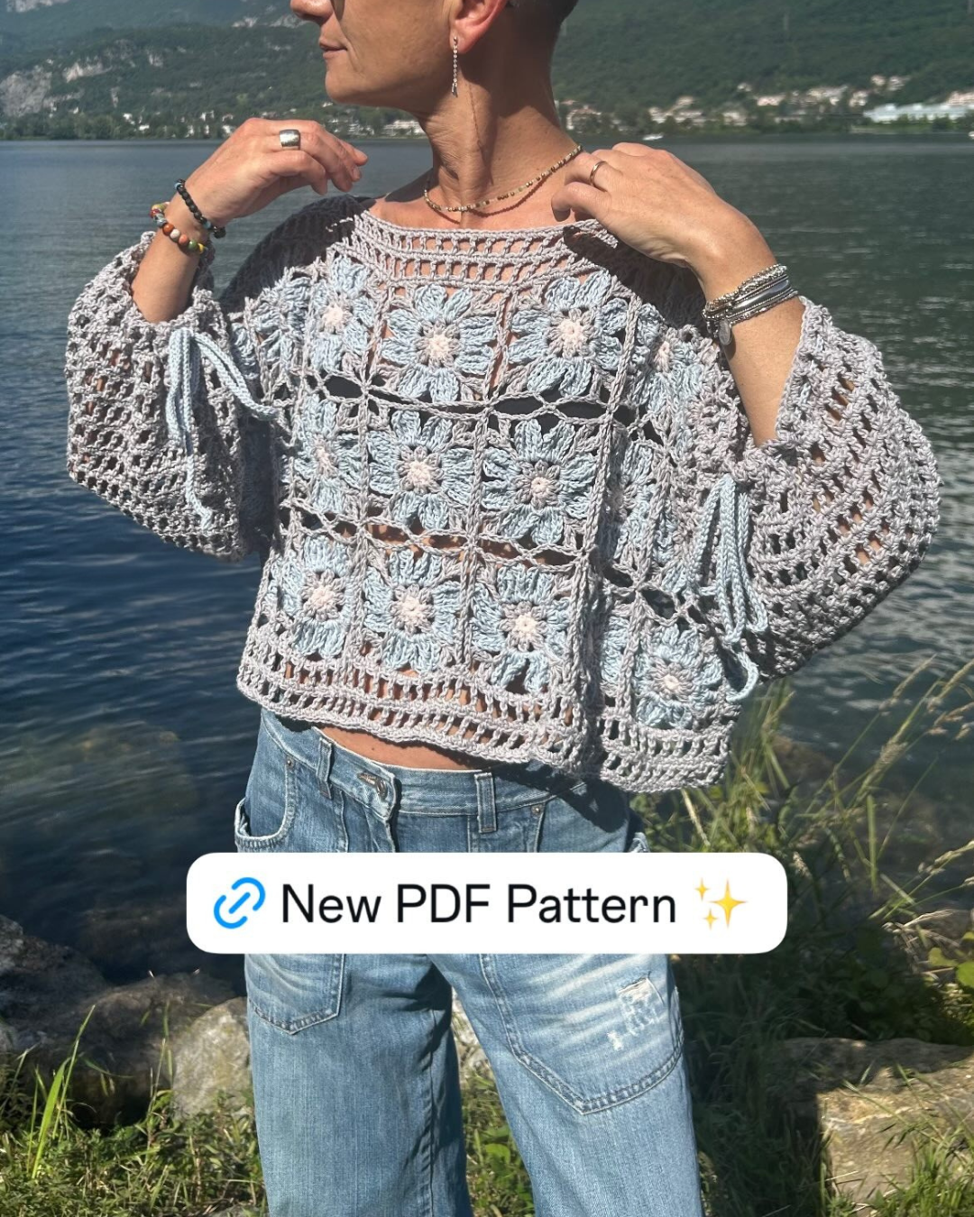 Moonflower Top Crochet Pattern Boho Granny Square Sweater