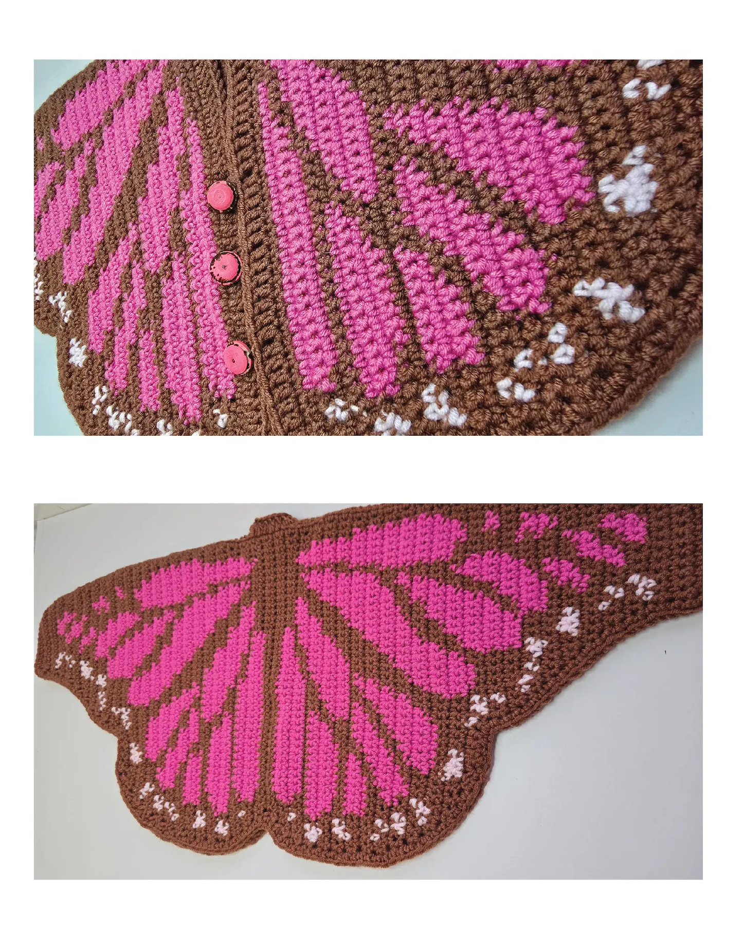 Butterfly Cardigan: Tapestry Chart, Newborn to 14 Years Crochet Pattern