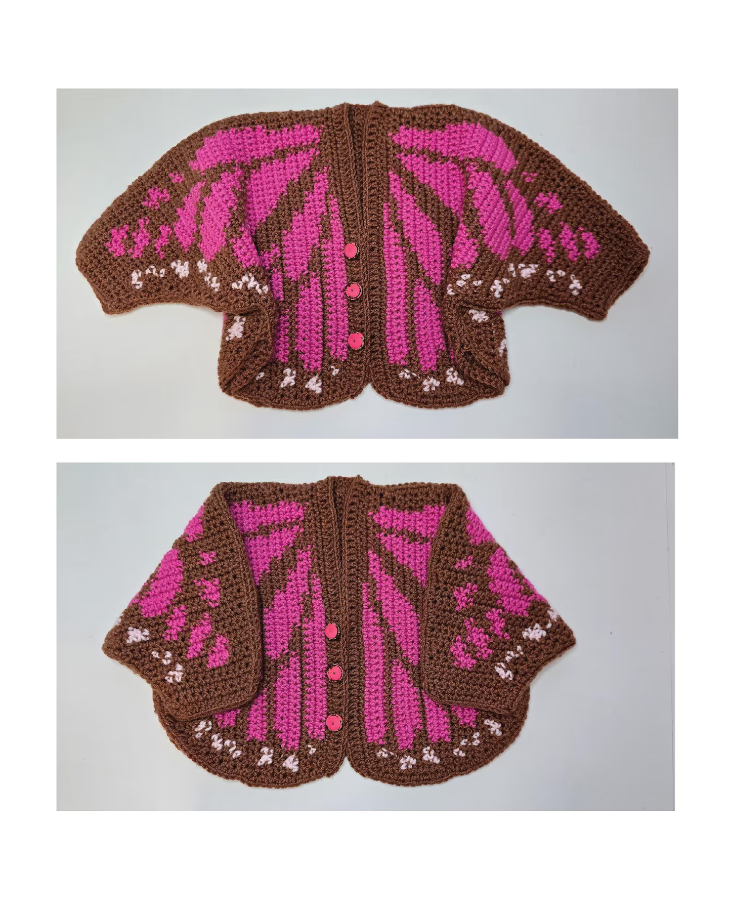Butterfly Cardigan: Tapestry Chart, Newborn to 14 Years Crochet Pattern